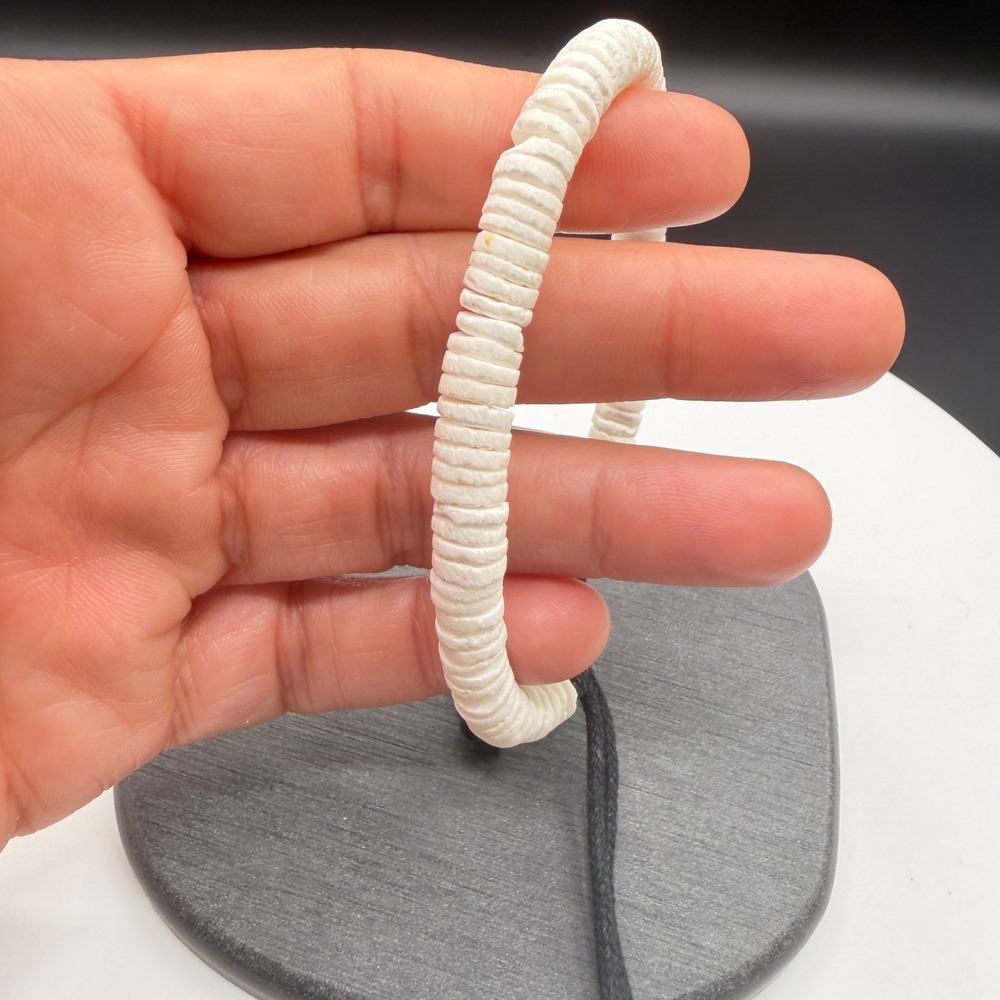 White Shell Disc Bead Adjustable Cord Bracelet Boho Beach Surfer Coastal Jewelry